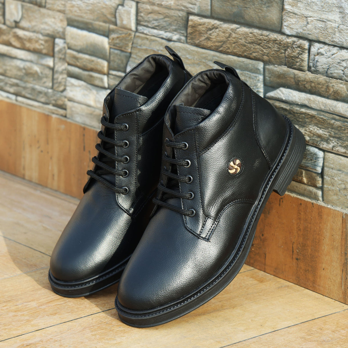 Men’s Genuine Leather Ankle Boots – Black Lace-Up Formal & Casual Wear