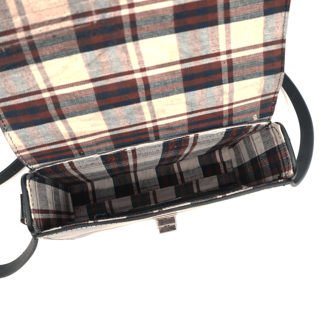 Black Structured Leather Crossbody Bag with Contrast Stitching & Secure Turn-Lock
