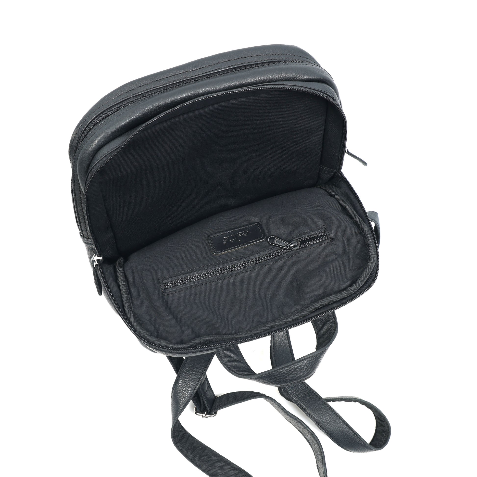 Premium Genuine Leather Multi-Zip Backpack with Padded Straps & Organizer Pockets