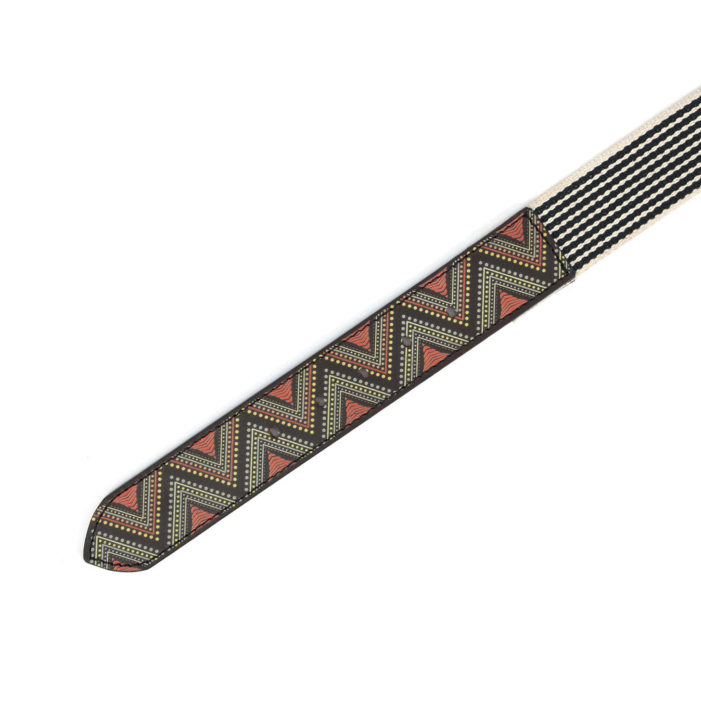 Unisex Genuine Leather Tribal Geometric Elastic Waist Accessory Antique Metal Buckle
