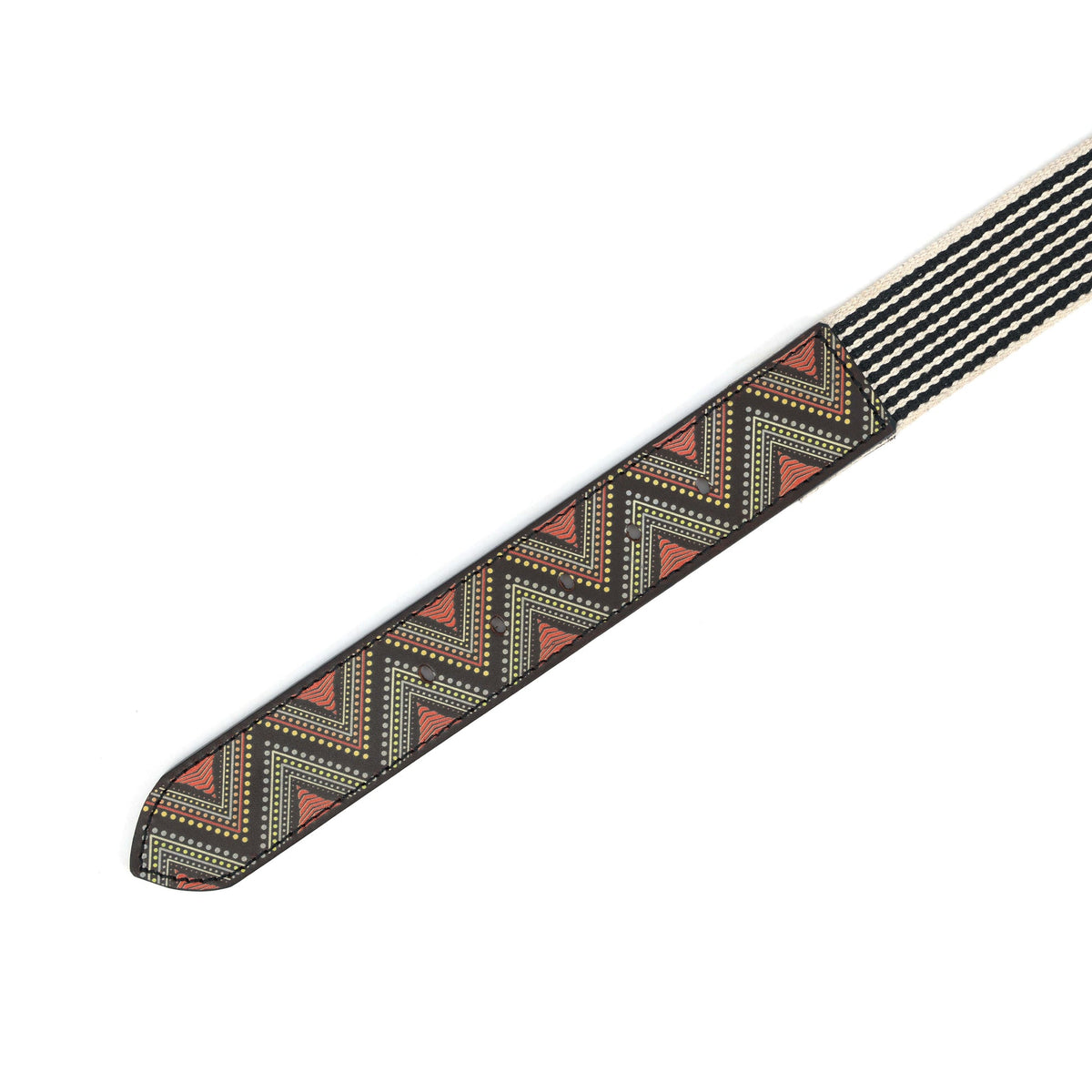 Unisex Genuine Leather Tribal Geometric Elastic Waist Accessory Antique Metal Buckle
