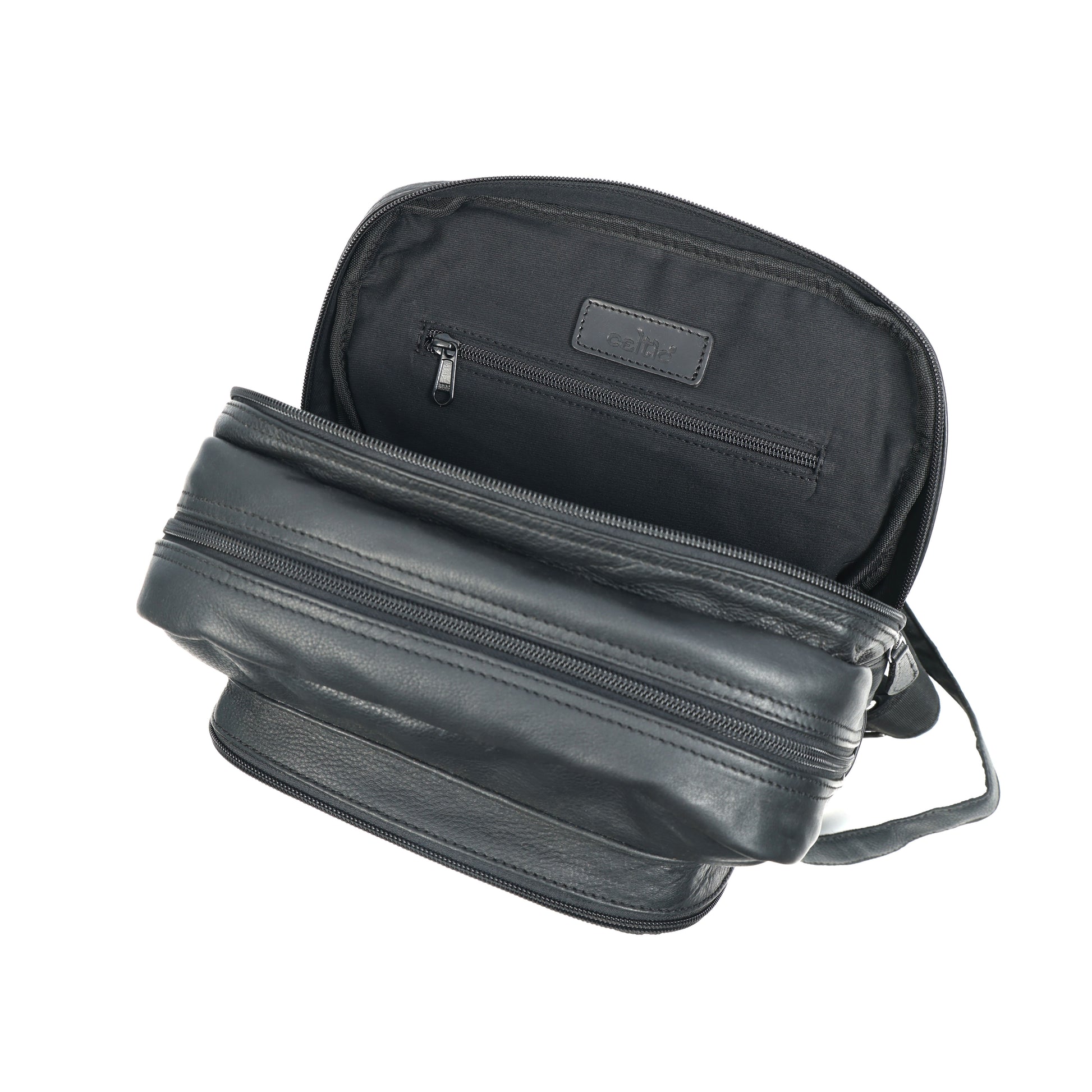Premium Genuine Leather Multi-Zip Backpack with Padded Straps & Smart Organizer
