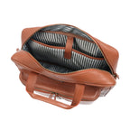 Premium Genuine Leather Office Laptop Bag with Multiple Zip Pockets & Detachable Strap