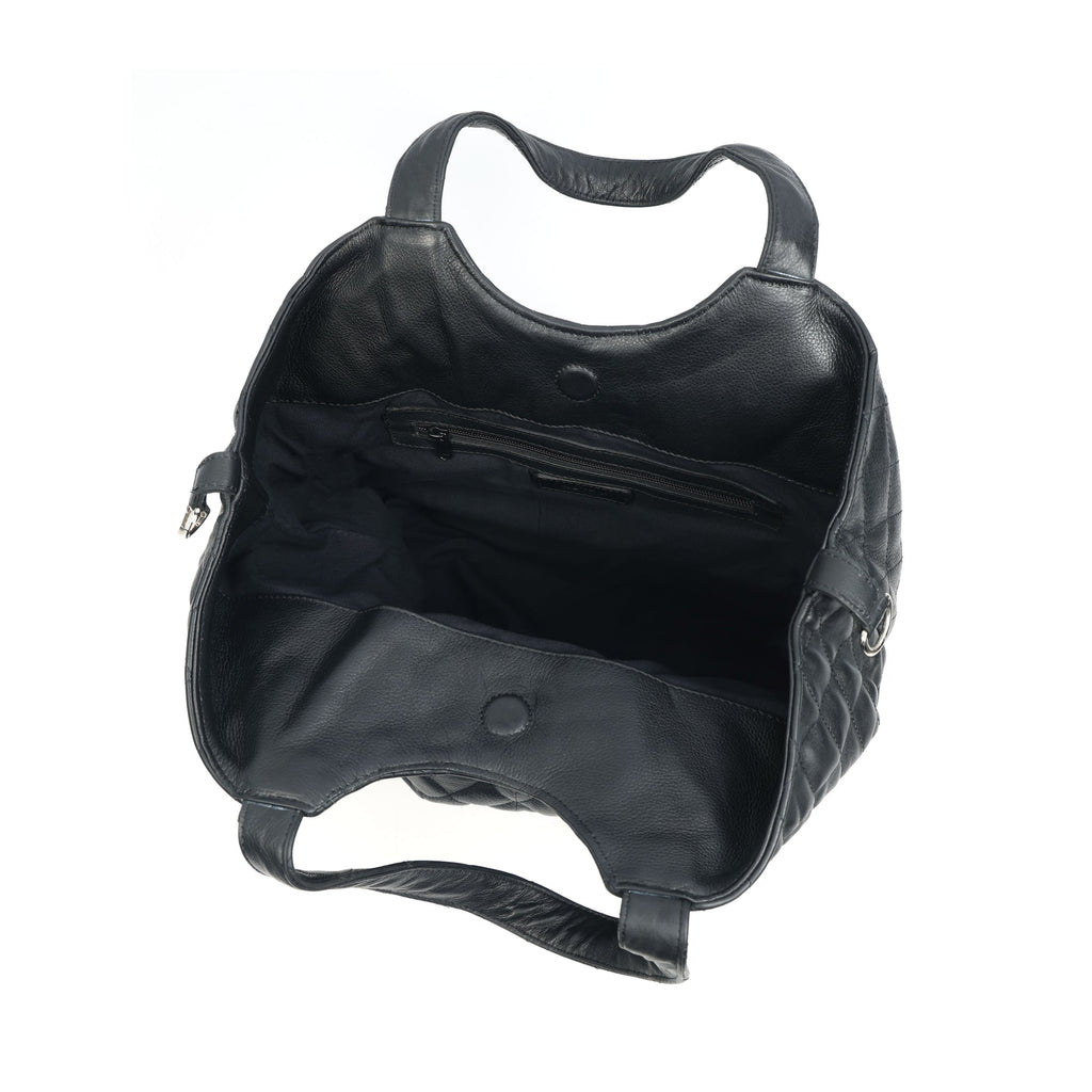 Premium Quilted Leather Tote Bag for Women with Zip Closure & Spacious Interior