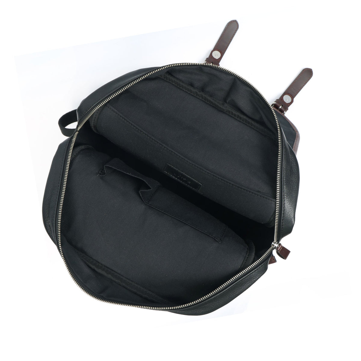 Premium Leather Laptop Backpack with Dual Buckle Design, Multiple Zip Pockets