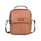 Unisex Leather Crossbody Sling Bag with Front Flap Pocket & Adjustable Strap