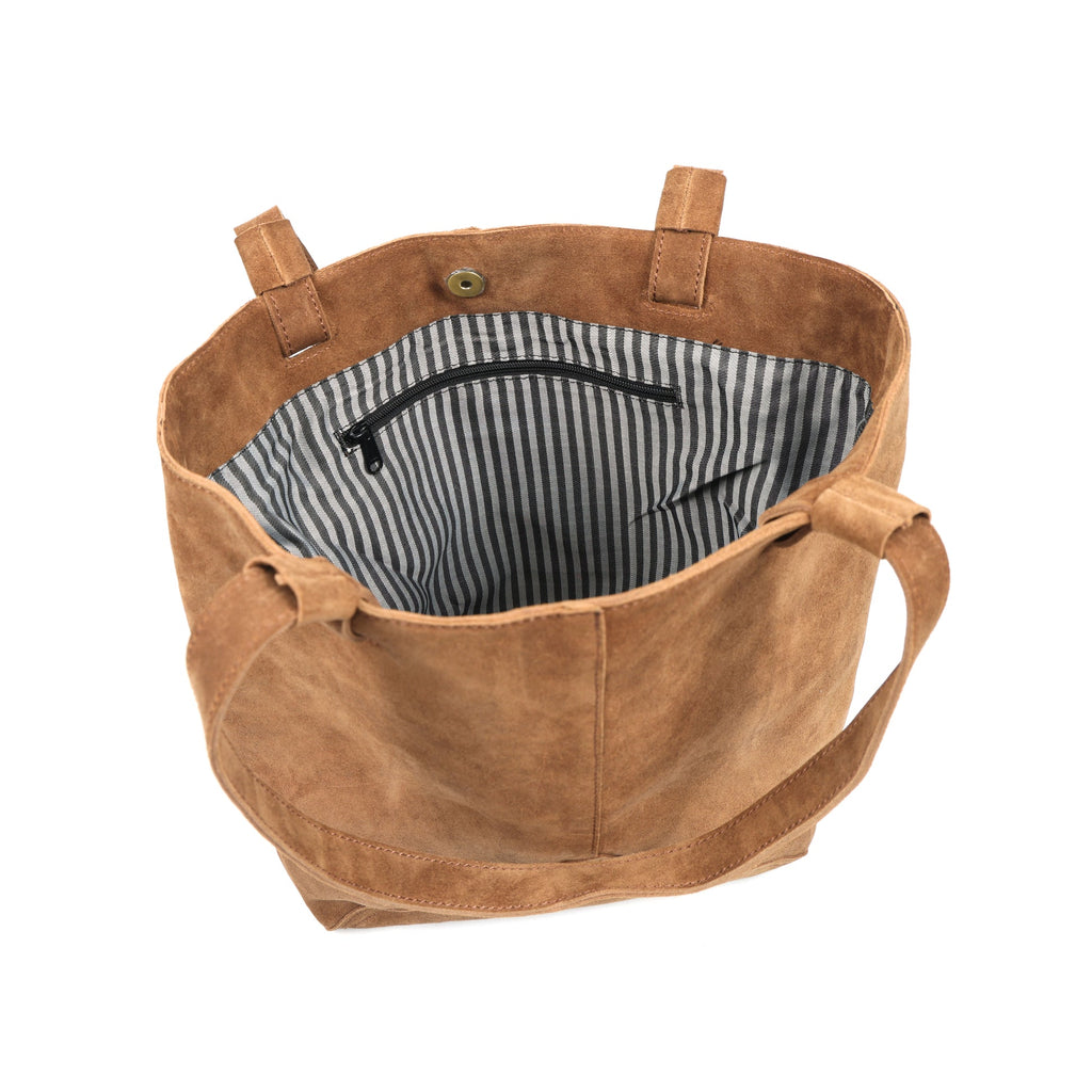 Premium Suede Leather Tote Bag with Shoulder Straps & Inner Zip Pocket – Export Quality