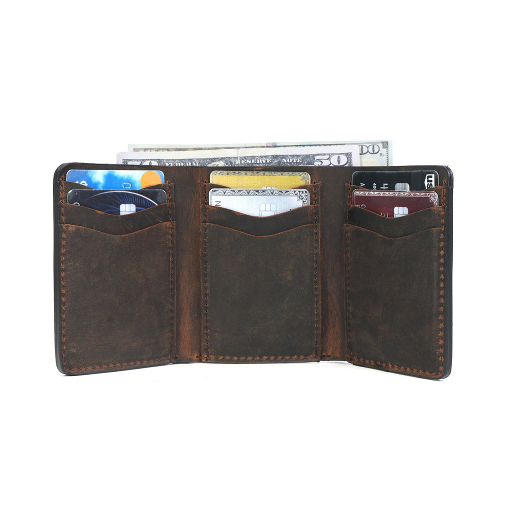 Premium Vintage Leather Trifold Wallet | Stylish Slim Card Holder for Men with Multiple Slots
