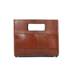 Brown Woven Leather Clutch Bag Elegant Handcrafted Design