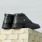 Men’s Genuine Leather Ankle Boots – Black Lace-Up Formal & Casual Wear