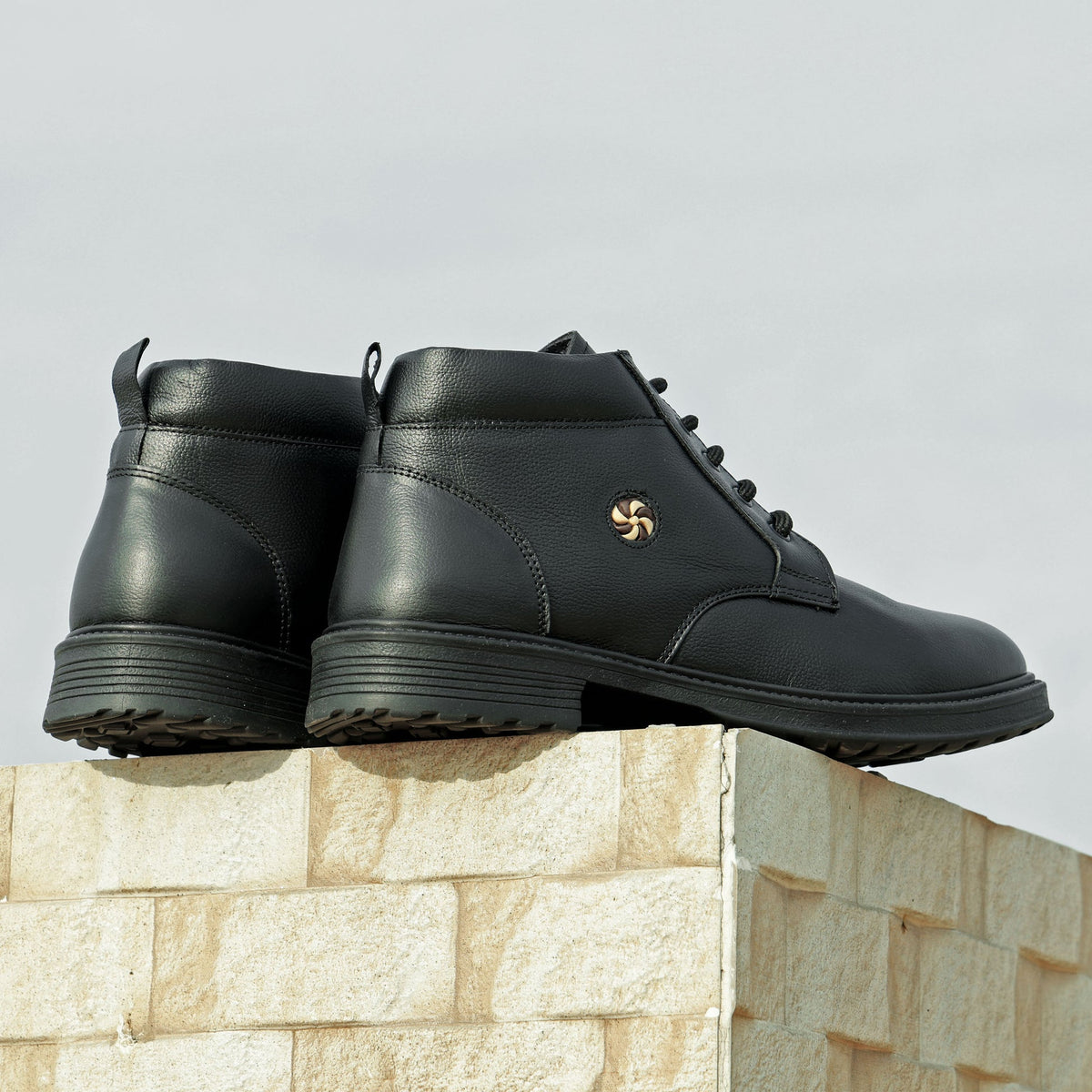 Men’s Genuine Leather Ankle Boots – Black Lace-Up Formal & Casual Wear