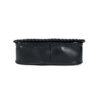 Handcrafted Black Embossed Leather Sling Bag with Magnetic Closure & Adjustable Strap