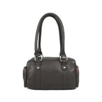 Classic Black Leather Barrel Satchel ƒ????? Medium Shoulder Tote for Women Art:-BG-1651