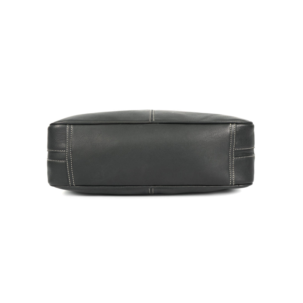 Premium Export Quality Black Leather Messenger with Adjustable Shoulder Strap & Inner Zip Pockets