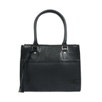 Premium Croc-Embossed Leather Tote with Dual Handles, Zip Closure & Detachable Strap