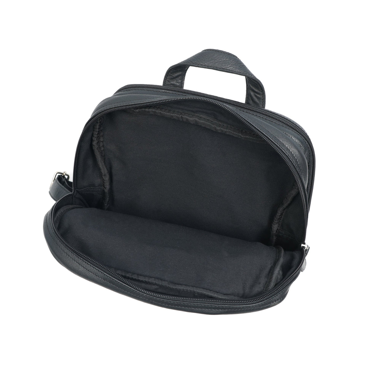 Premium Genuine Leather Multi-Zip Backpack with Padded Straps & Organizer Pockets