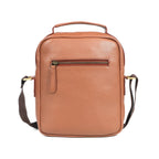 Unisex Leather Crossbody Sling Bag with Front Flap Pocket & Adjustable Strap