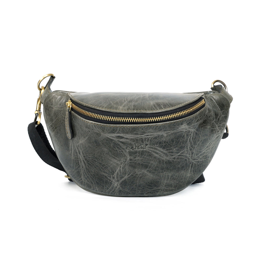 Full-Grain Leather waist bag with Adjustable Strap & Secure Zipper Closure