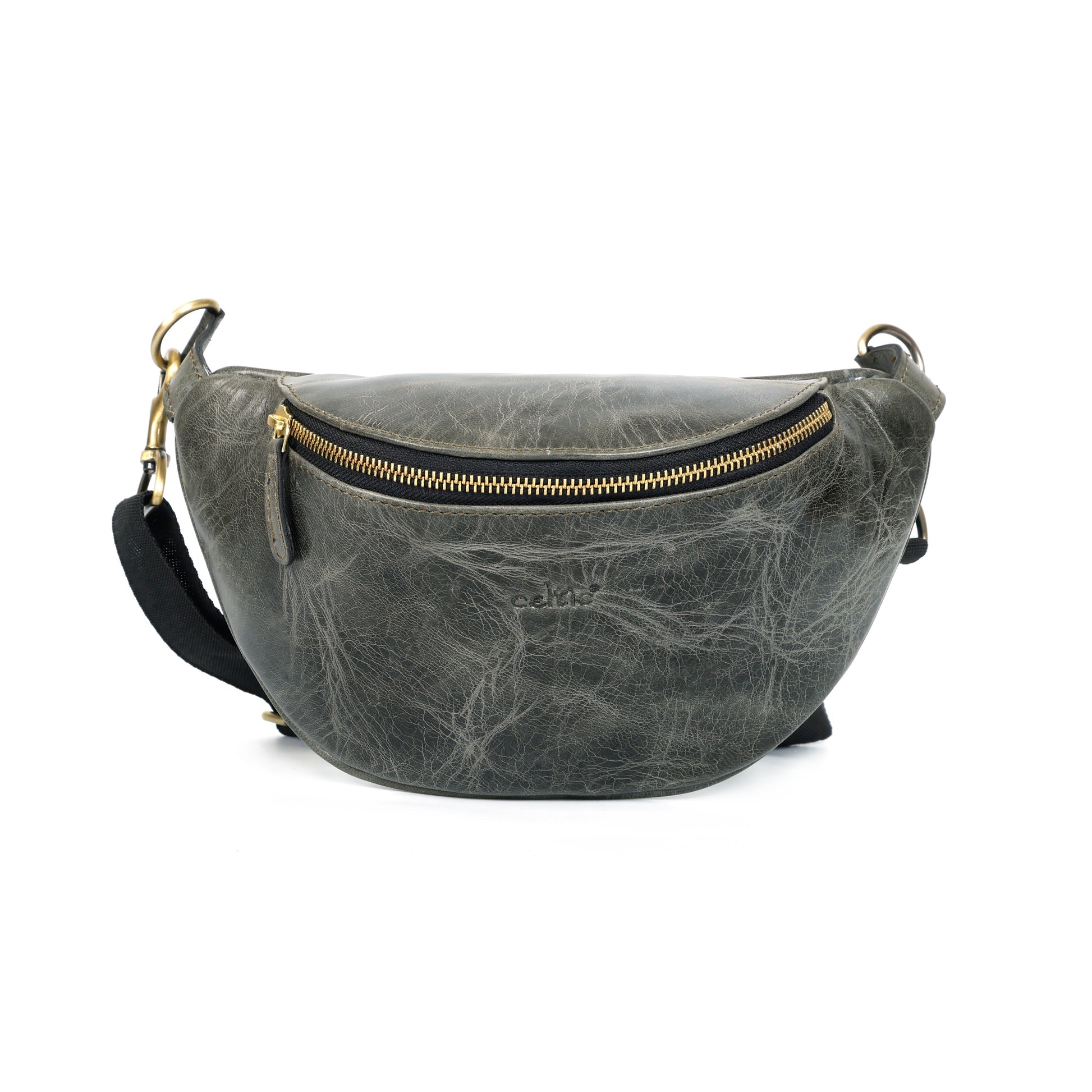 Full-Grain Leather waist bag with Adjustable Strap & Secure Zipper Closure