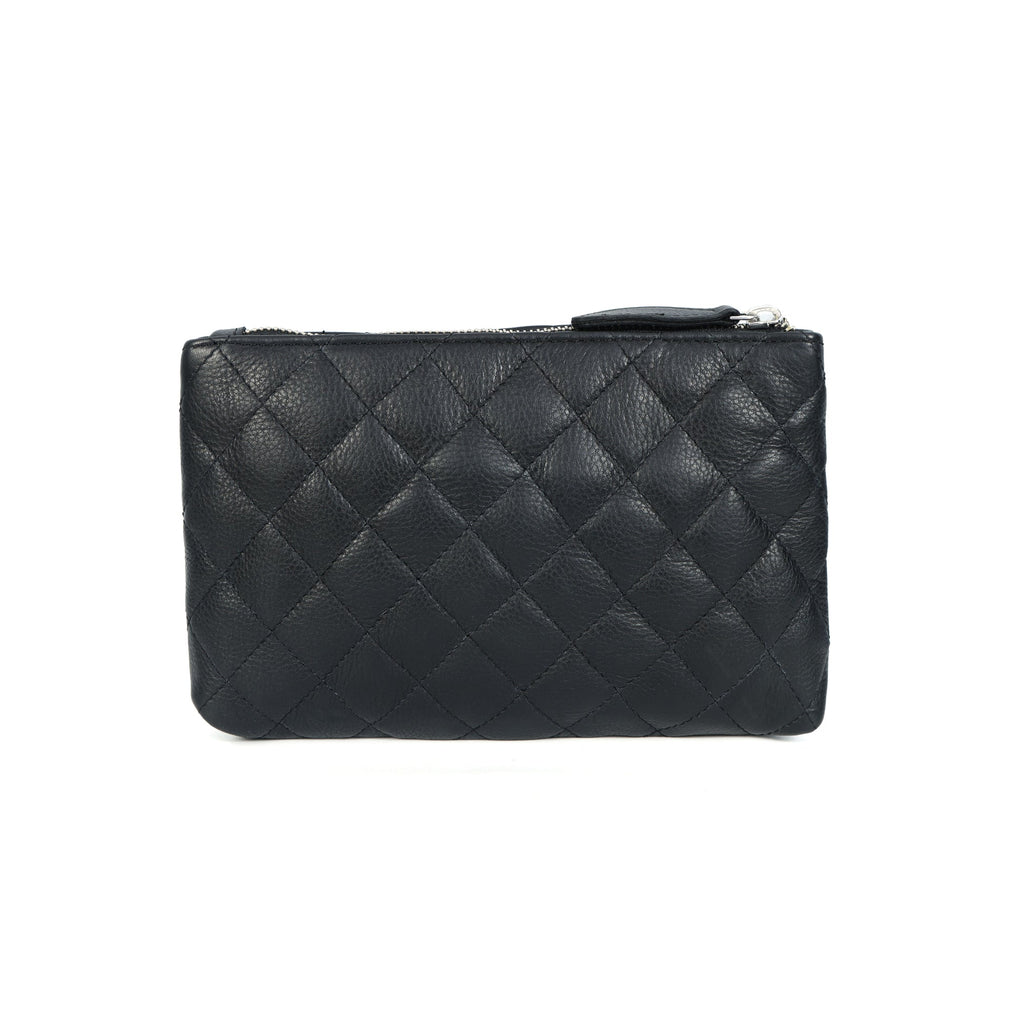Elegant Quilted Black Leather Clutch – Chic Evening & Party Essential