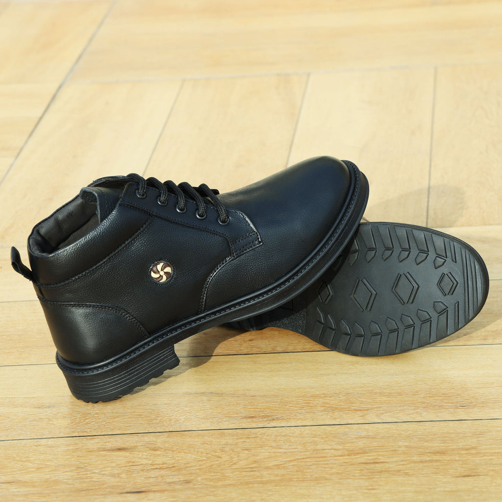 Men’s Genuine Leather Ankle Boots – Black Lace-Up Formal & Casual Wear