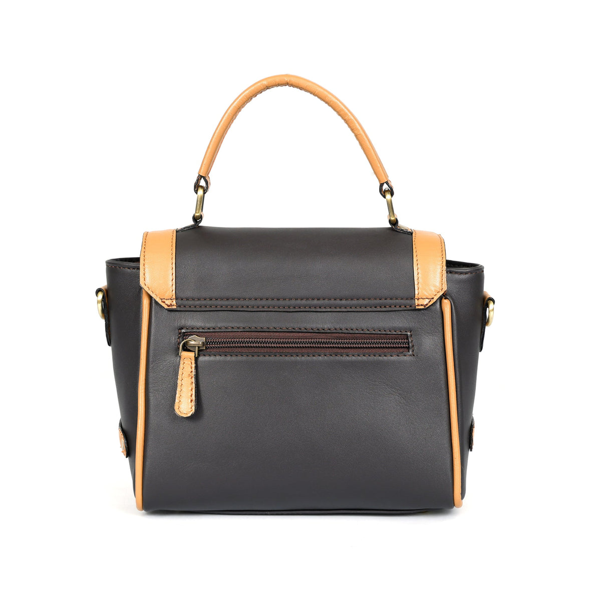 Premium Export-Quality Brown Leather Top Handle Handbag with Adjustable Strap