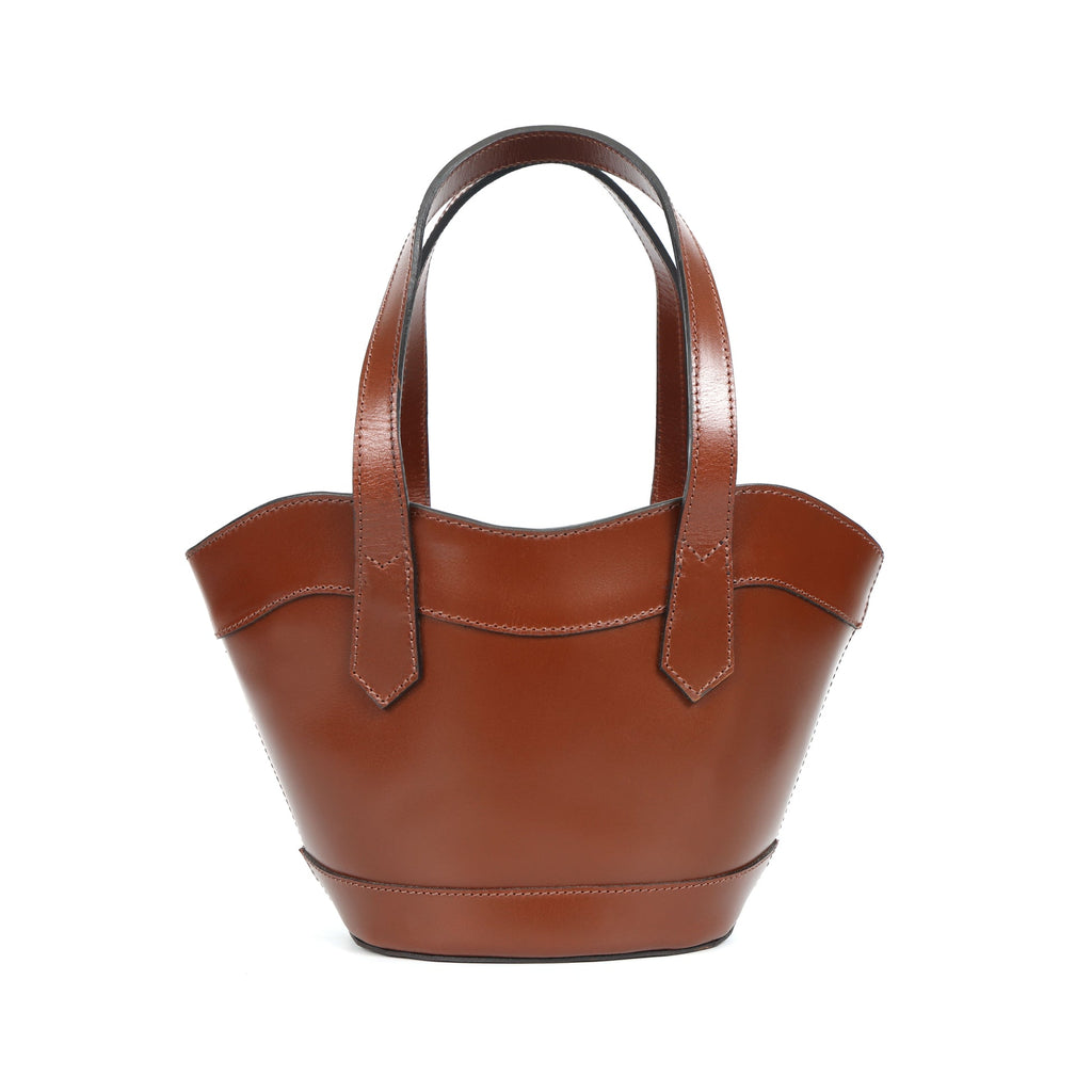 Premium Genuine Leather Mini Tote Bag with Dual Handles & Detachable Shoulder Strap