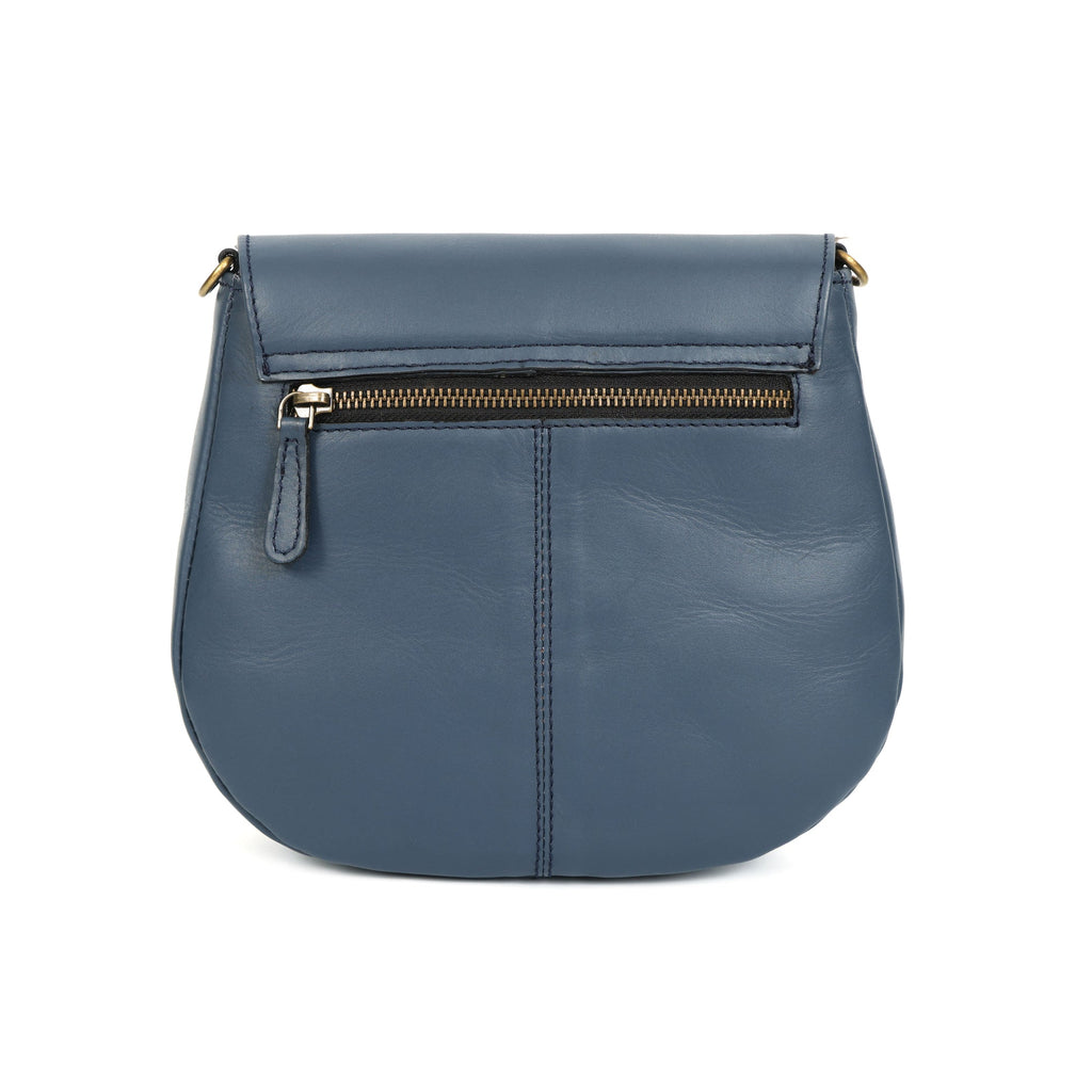Premium Genuine Leather Flap Crossbody Bag with Adjustable Strap & Zip Pockets