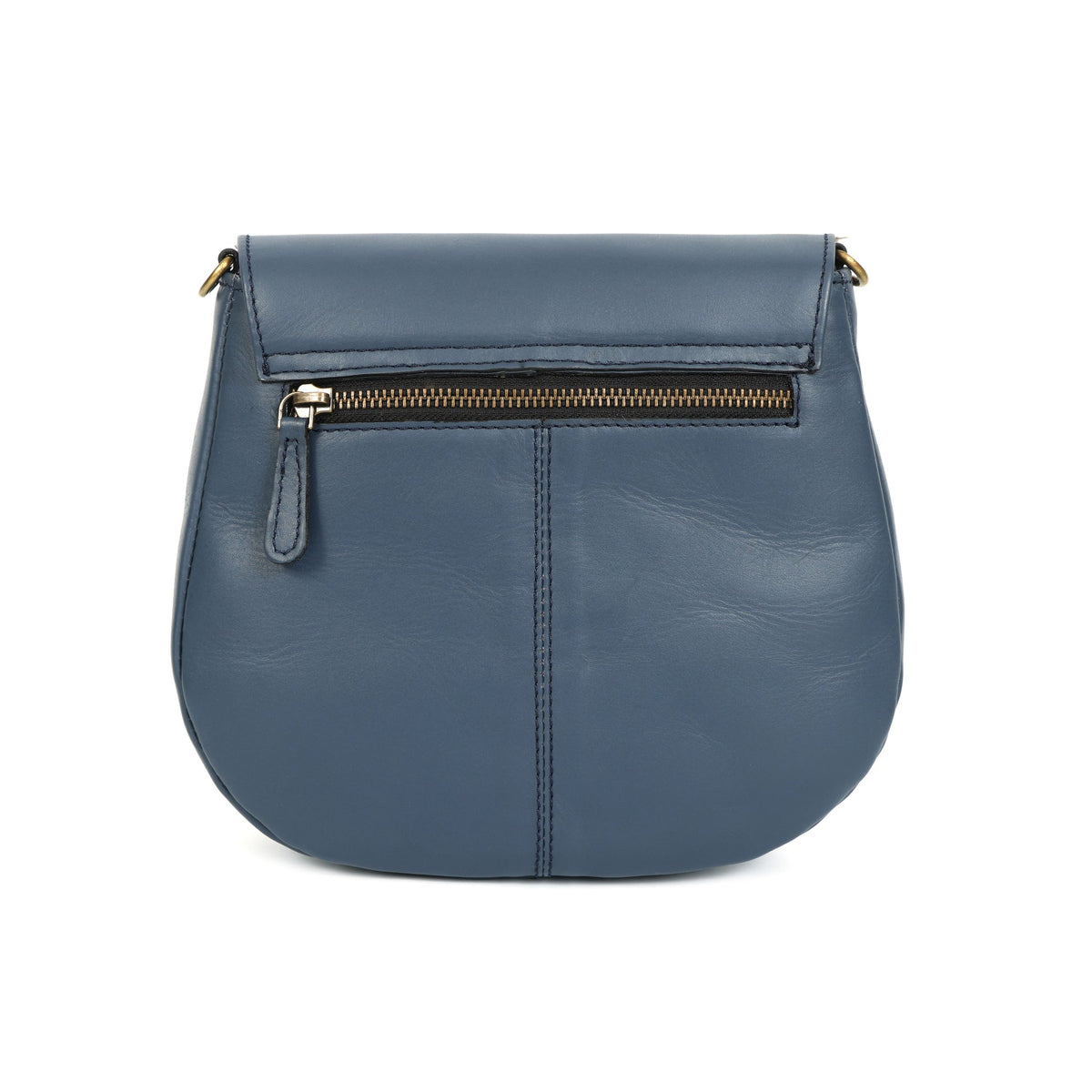 Premium Genuine Leather Flap Crossbody Bag with Adjustable Strap & Zip Pockets