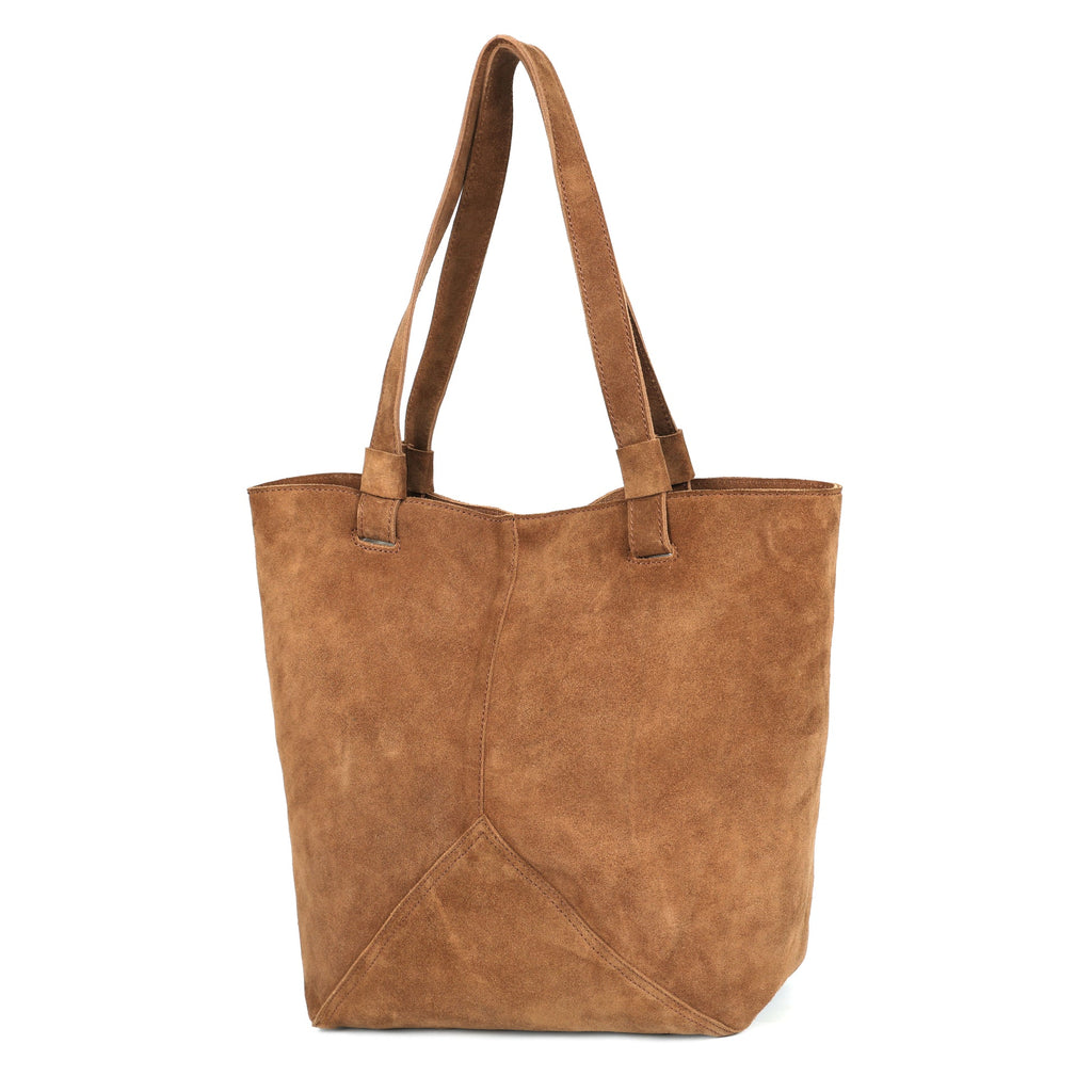 Premium Suede Leather Tote Bag with Shoulder Straps & Inner Zip Pocket – Export Quality