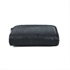 Handcrafted Black Embossed Leather Sling Bag with Magnetic Closure & Adjustable Strap