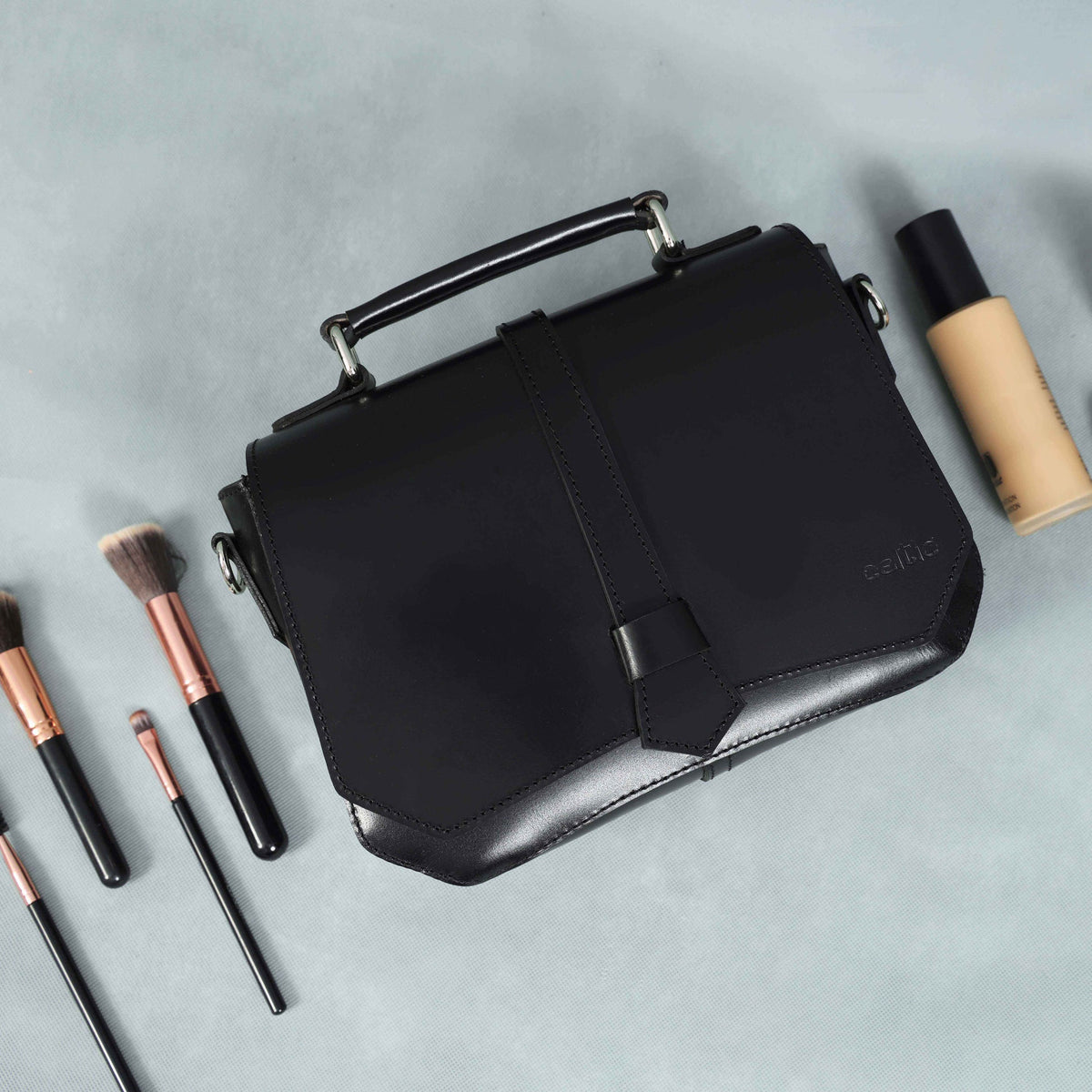 Premium Leather Mini Satchel Sling Crossbody Bag