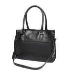 Premium Croc-Embossed Leather Tote with Dual Handles, Zip Closure & Detachable Strap