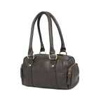 Classic Black Leather Barrel Satchel ƒ????? Medium Shoulder Tote for Women Art:-BG-1651