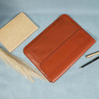Premium Genuine Leather iPad Sleeve with Magnetic Flap Closure & Soft Suede Lining