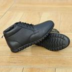Men’s Genuine Leather Ankle Boots – Black Lace-Up Comfort Shoes