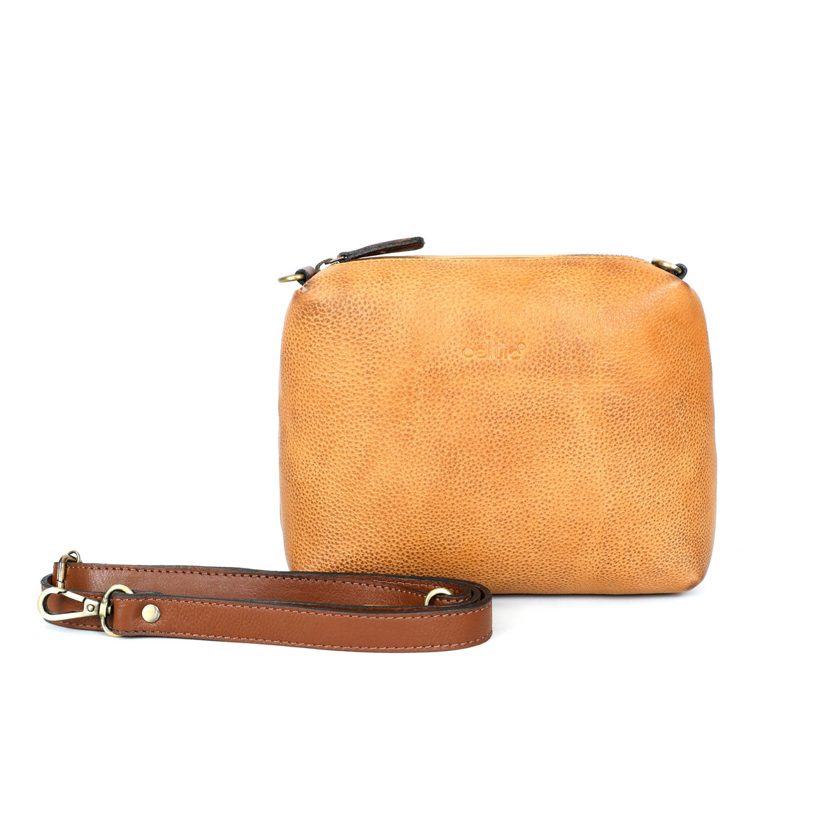 Premium Tan Leather 3-Piece Handbag Combo with Crossbody & Clutch