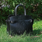 Premium Handcrafted Leather Satchel hand Bag with Embossed Front Panel