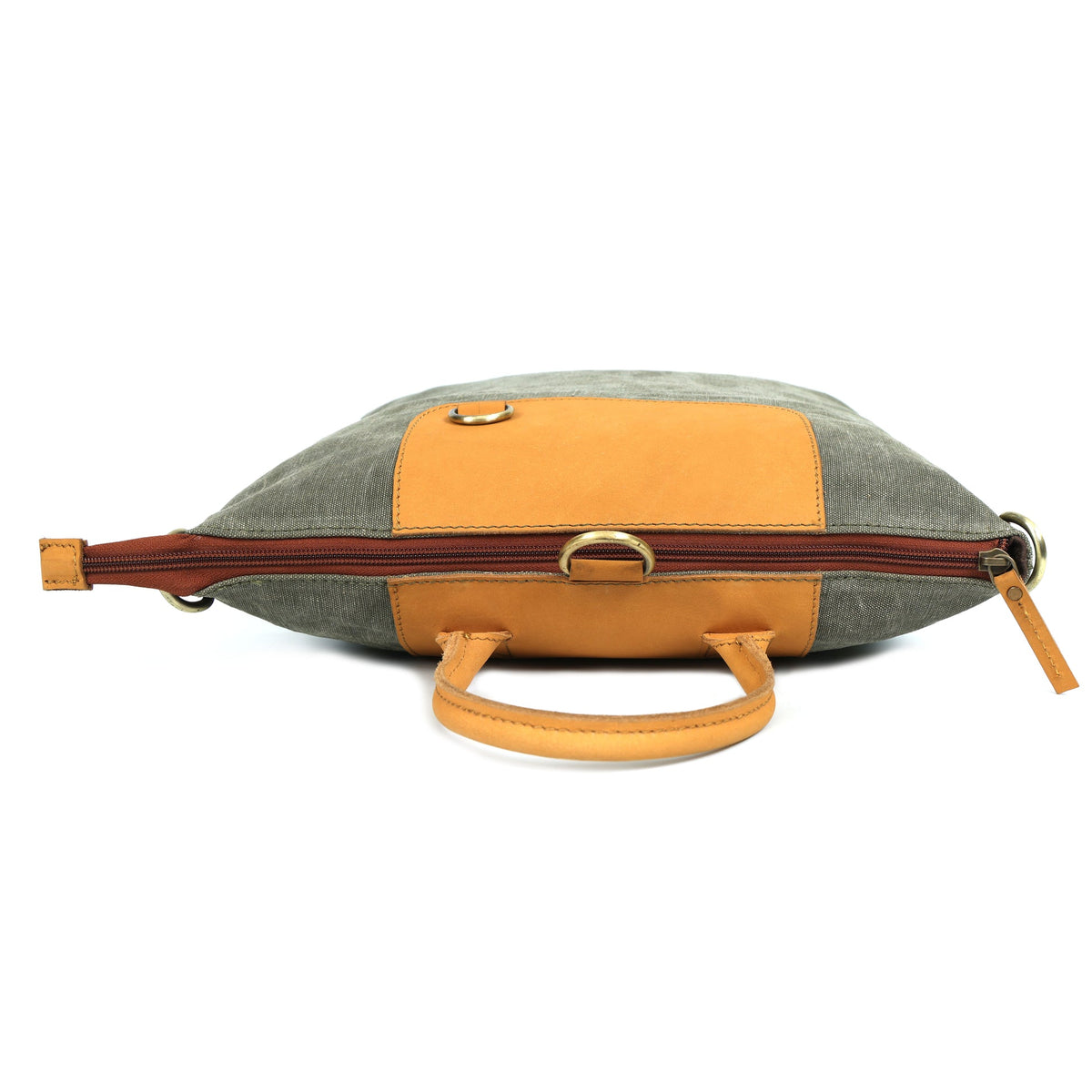 Premium Canvas & Leather Convertible Backpack Tote with Zip Closure & Adjustable Strap