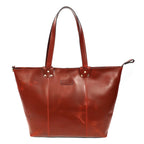 Premium Full Grain Leather Tote Bag with Zipper Closure & Dual Carry Handles