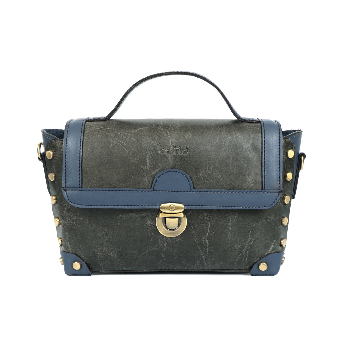 Premium Leather Structured Crossbody HandBag with Top Handle,  & Adjustable Strap