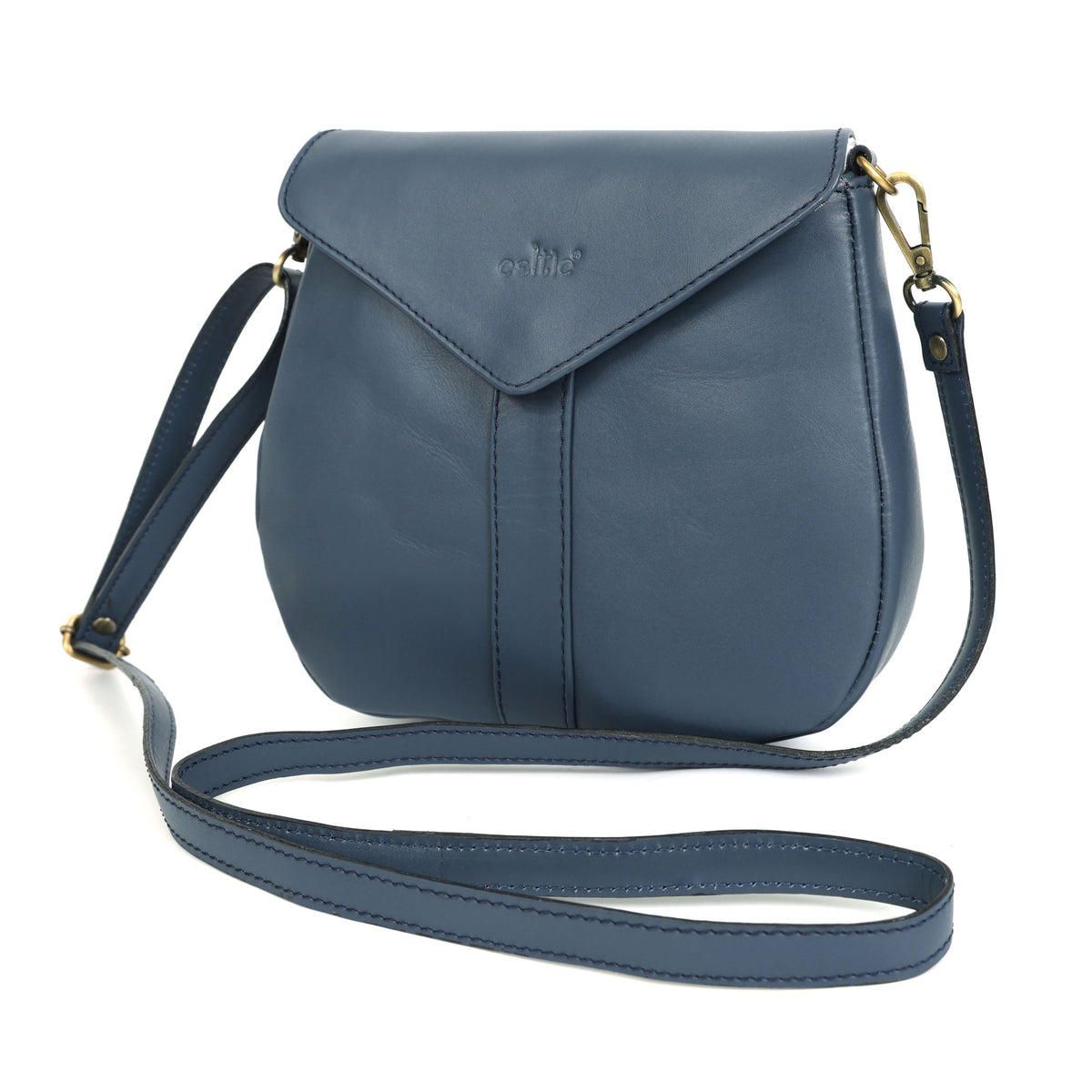 Premium Genuine Leather Flap Crossbody Bag with Adjustable Strap & Zip Pockets