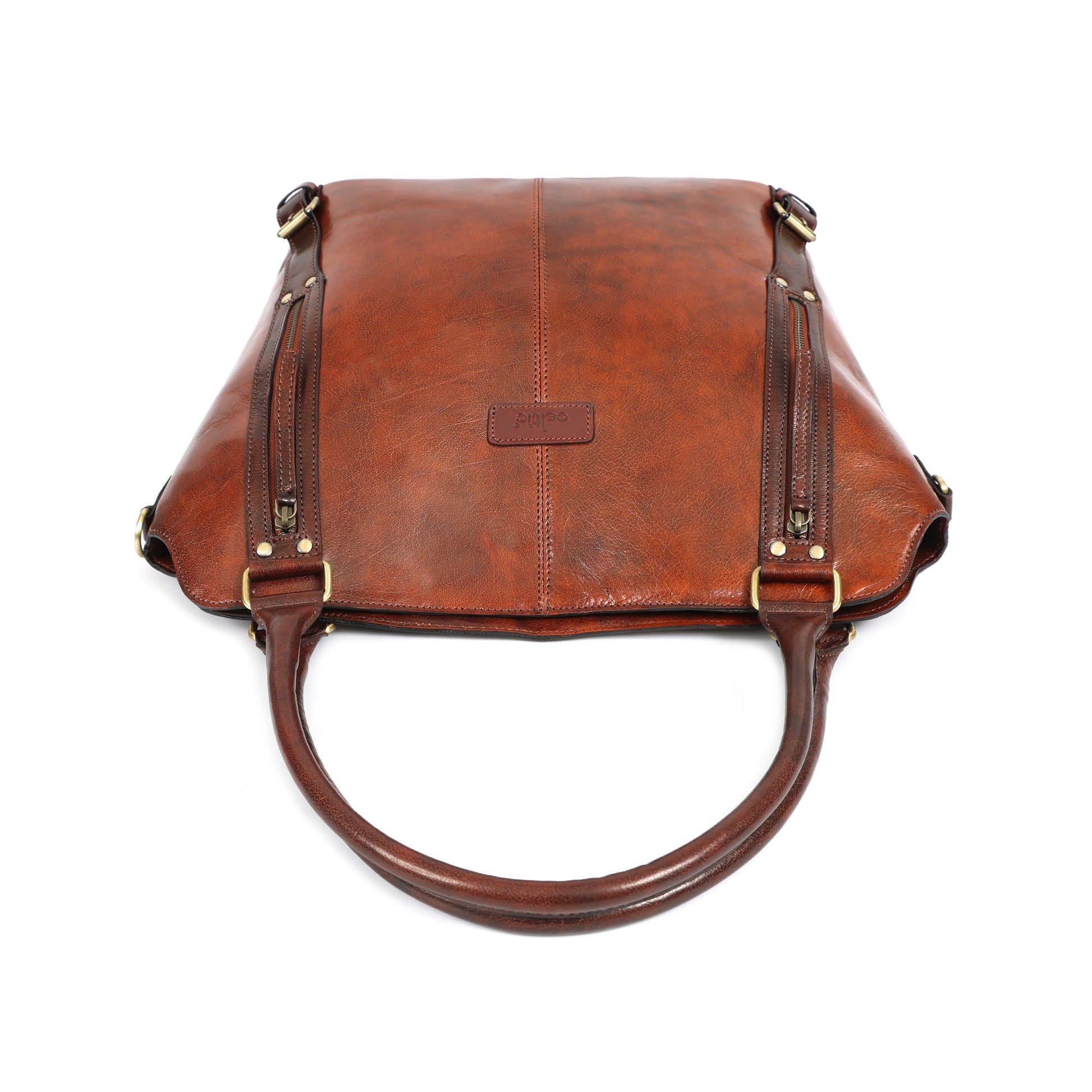 Genuine Leather vintage Brown Tote & Wristlet Combo- Premium set For women