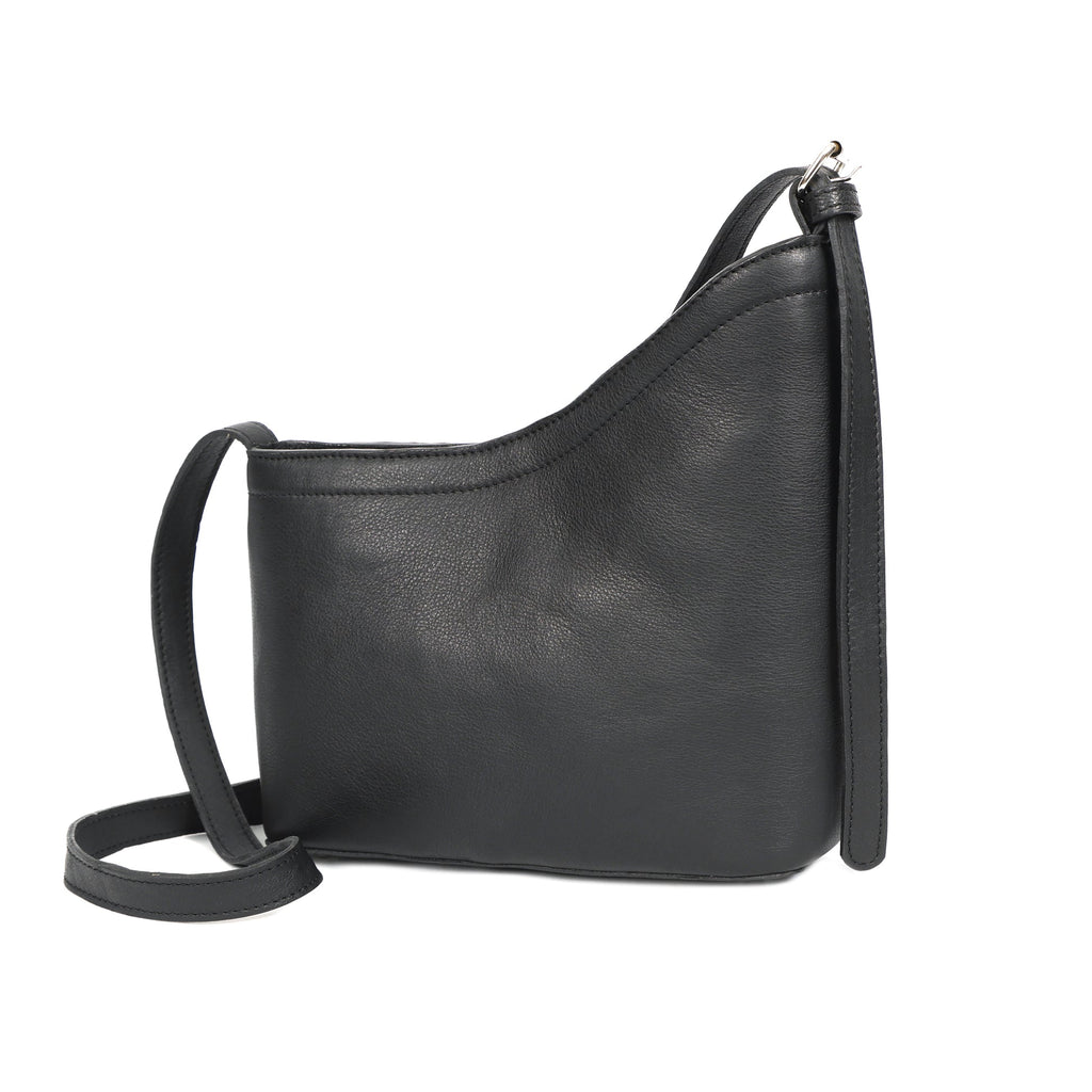 Genuine Leather Black Minimalist Shoulder Bag | Everyday Crossbody Purse for Women Art:-BG-1656