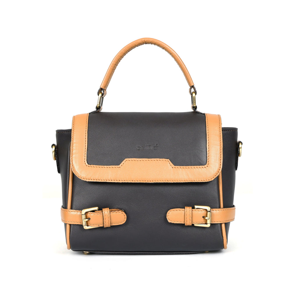 Premium Export-Quality Brown Leather Top Handle Handbag with Adjustable Strap