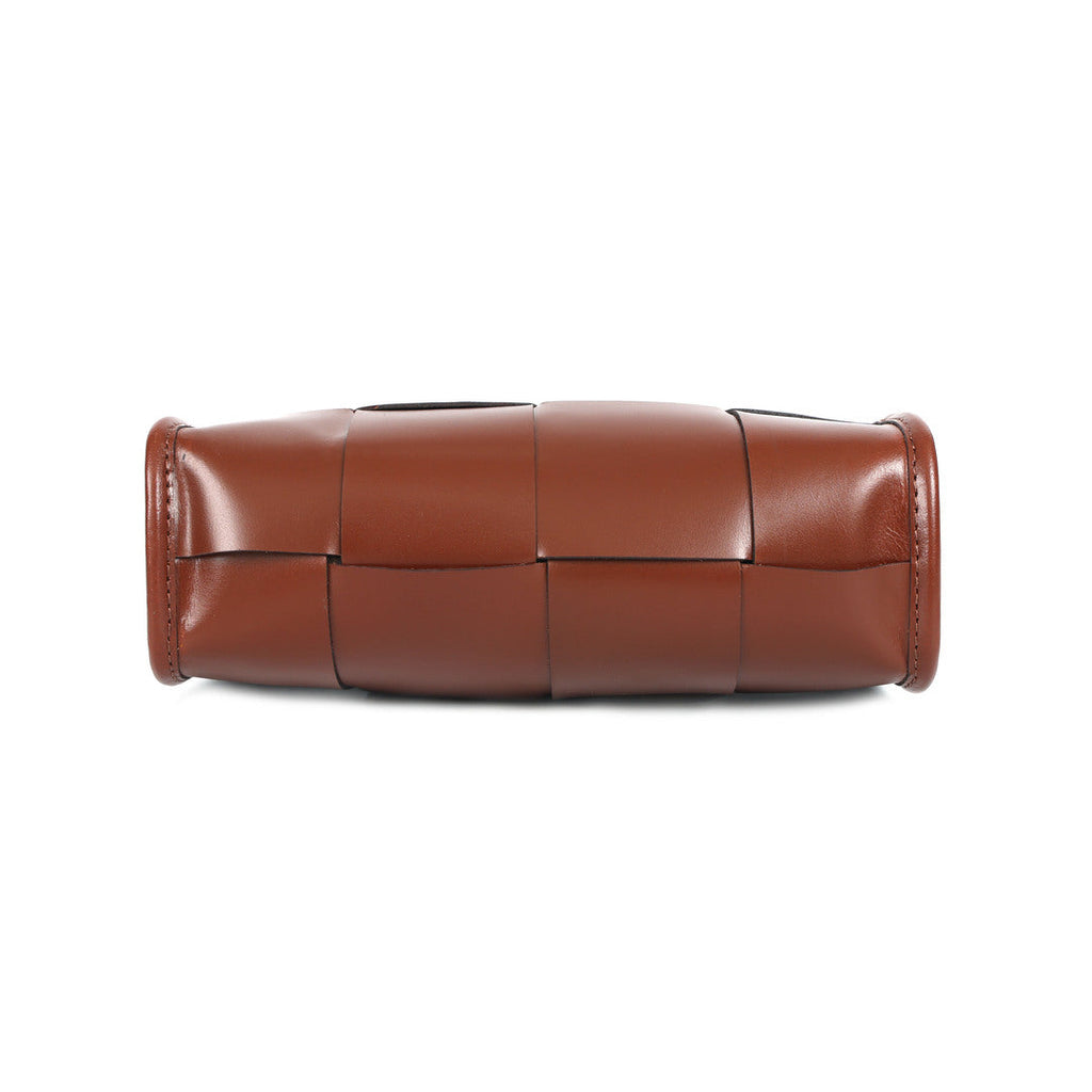Brown Woven Leather Clutch Bag Elegant Handcrafted Design