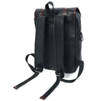 Premium Leather Laptop Backpack with Dual Buckle Design, Multiple Zip Pockets