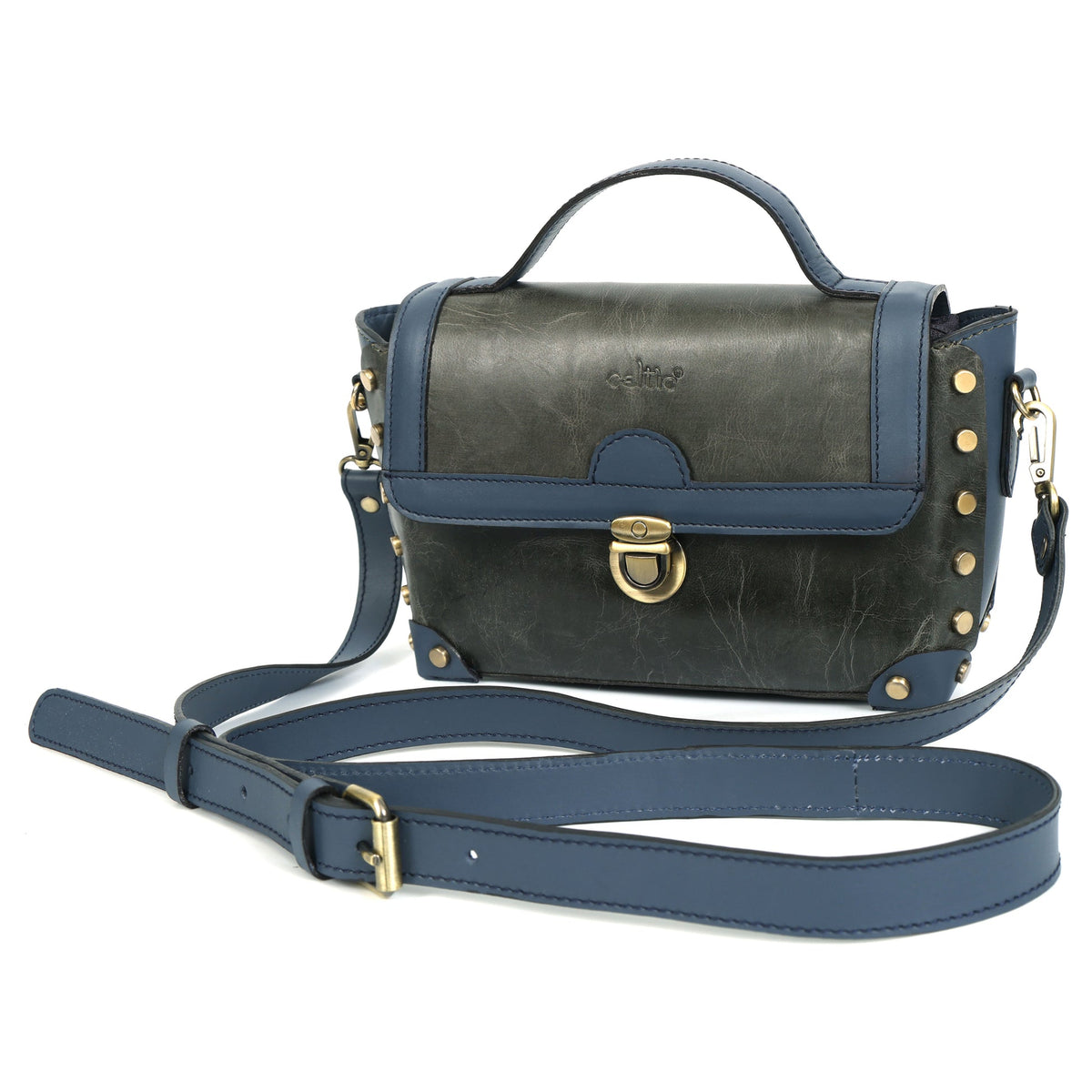 Premium Leather Structured Crossbody HandBag with Top Handle,  & Adjustable Strap