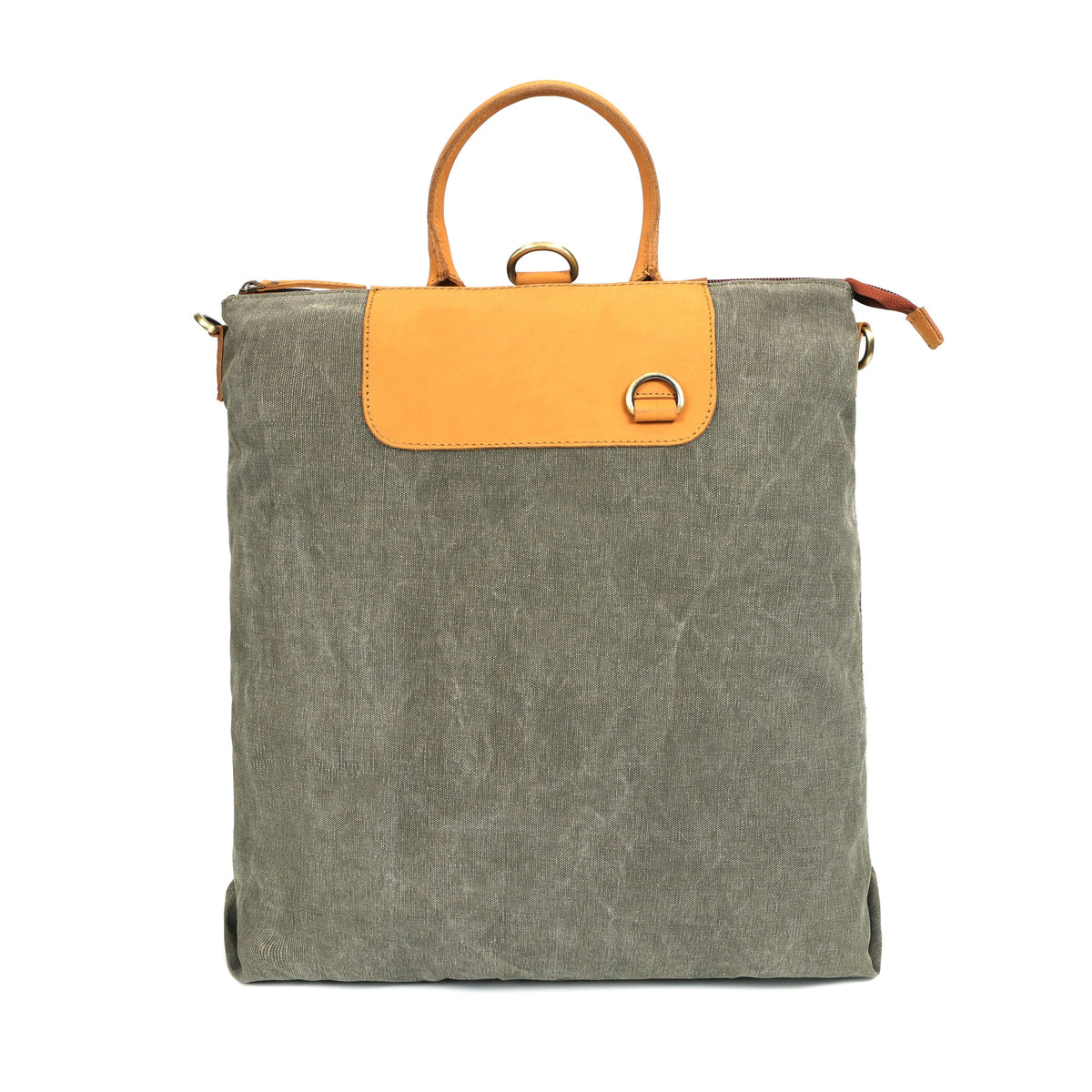 Premium Canvas & Leather Convertible Backpack Tote with Zip Closure & Adjustable Strap