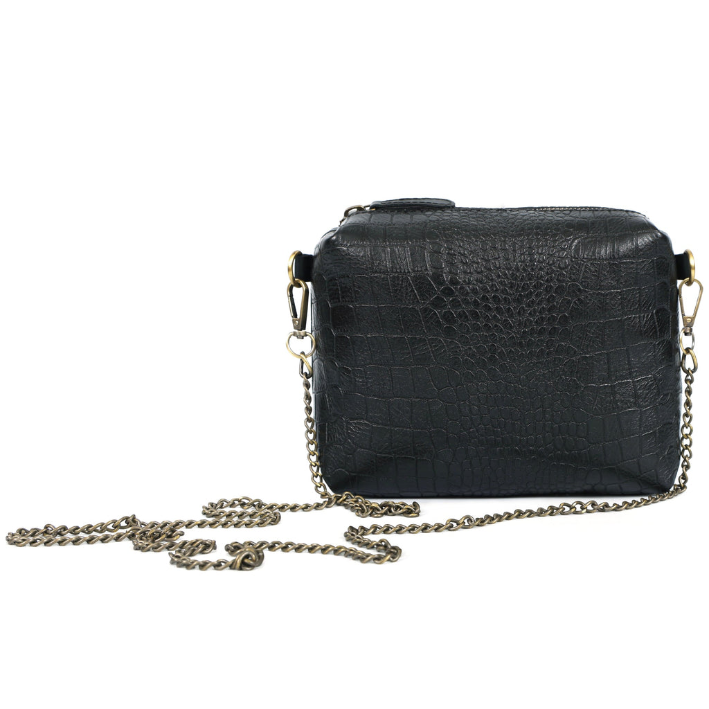 Luxury Black Crocodile Pattern Women’s 4-in-1 Handbag Set (Tote, Shoulder, Sling & clutch)